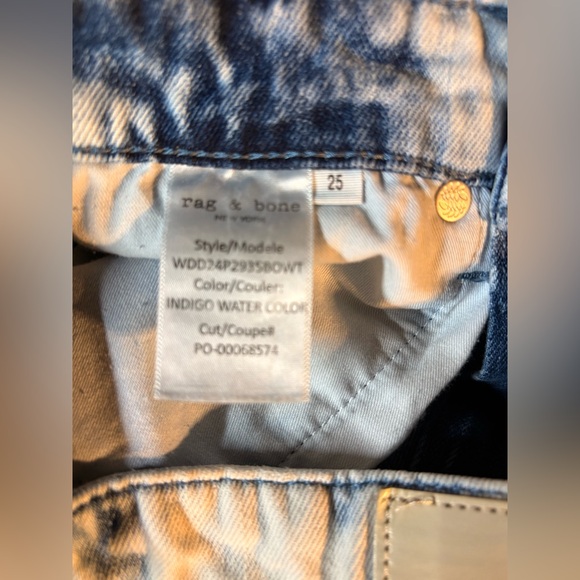 Rag & Bone Logan Wide Leg in Tie Dye Indigo Water Colour in Sz 25 - Picture 6 of 8